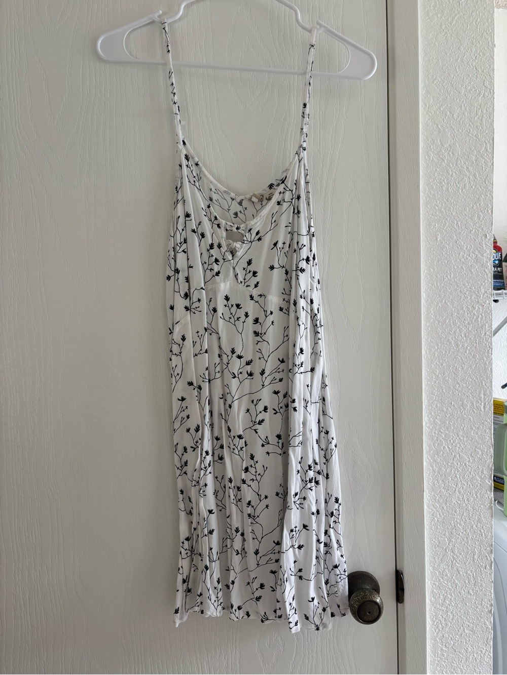 Rip Curl White Mini Dress with Black Floral Print